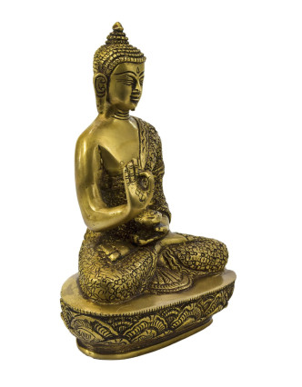 Budha Amoghasiddhi, mosadzná soška, 14x9x21cm