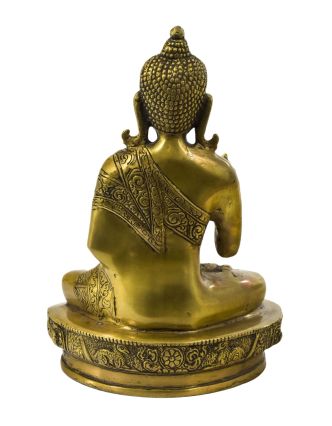 Budha Amoghasiddhi, mosadzná soška, 14x10x22cm