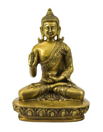 Budha Amoghasiddhi, mosadzná soška, 14x10x22cm