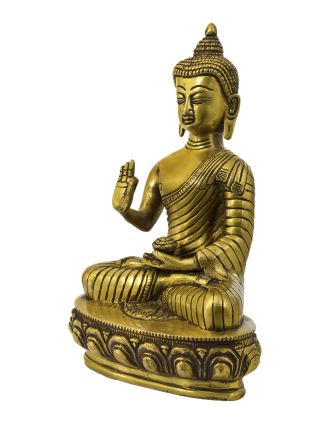 Budha Amoghasiddhi, mosadzná soška, 14x9x24cm