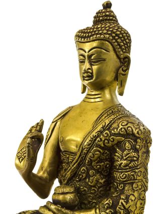 Budha Amoghasiddhi, mosadzná soška, 18x11x24cm