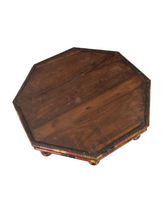 Čajový osemboký stolík z teakového dreva, 75x75x17cm