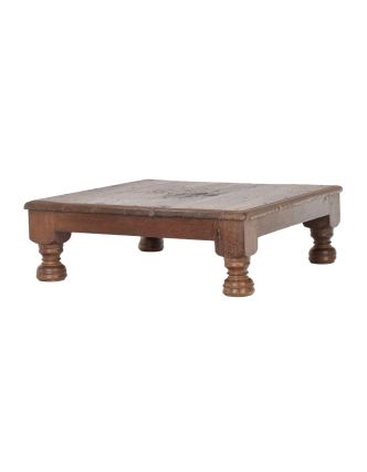 Starý čajový stolík z teakového dreva, 58x58x19cm