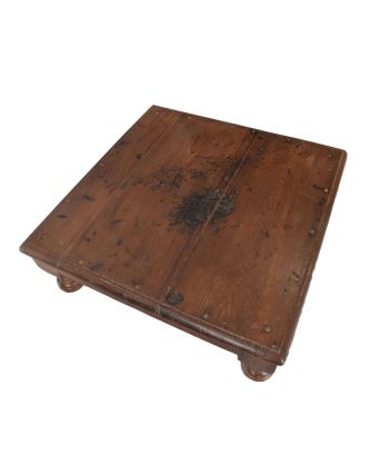 Starý čajový stolík z teakového dreva, 58x58x19cm