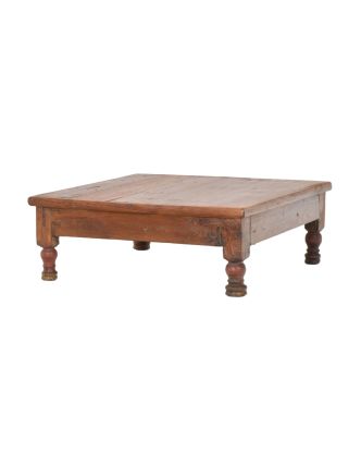 Starý čajový stolík z teakového dreva, 51x53x19cm