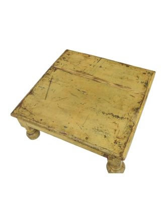 Starý čajový stolík z teakového dreva, 47x47x19cm