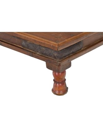 Starý čajový stolík z teakového dreva, 46x46x17cm