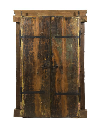 Starožitné dvere s rámom z Gujaratu, tíkové drevo, 144x18x209cm