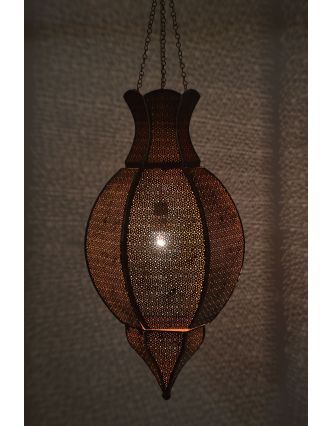 Kovová lampa v orientálnom štýle, čierno-strieborná, vo vnútri oranžová, 34x52cm