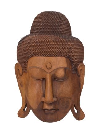 Maska Budha z dreva stromu Suar, 35x39x101cm