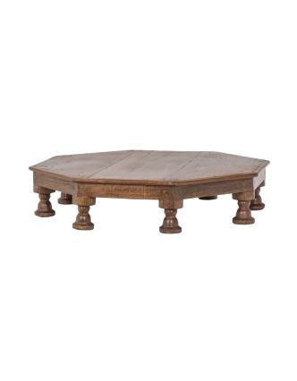 Čajový osemboký stolík z teakového dreva, 73x73x16cm