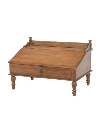 Starý kupecký stolík z teakového dreva, 64x43x40cm