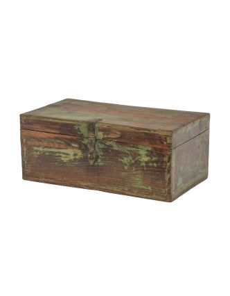 Stará drevená truhlička z teakového dreva, 54x29x22cm