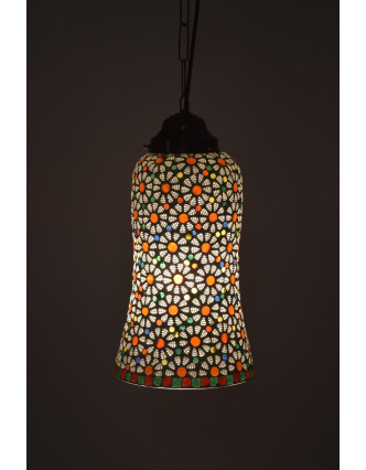 Otvorená sklenená mozaiková lampa, ručné práce, 18x18x34cm