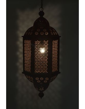 Kovová lampa v orientálnom štýle, hrdza, 30x30x75cm