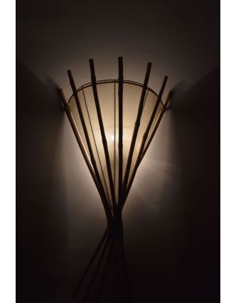 Tienidlo z režnej látky a bambusu na stenu, 30x15x60cm