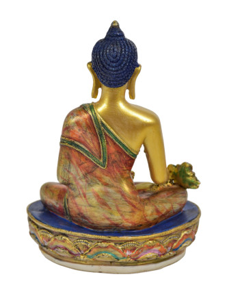 Uzdravujúci Budha, ručne maľovaný, pozlátený, živica, 23cm