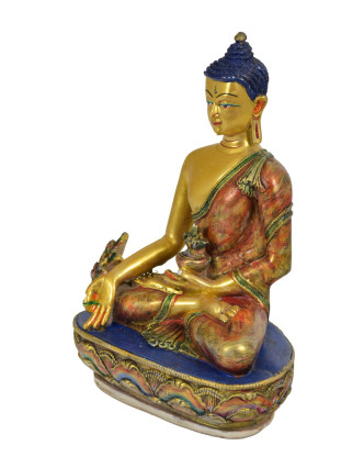 Uzdravujúci Budha, ručne vyrezávaný, pozlátený, živica, 23cm