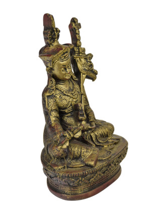 Guru Rinpoche, zlatá patina, živica, 15cm