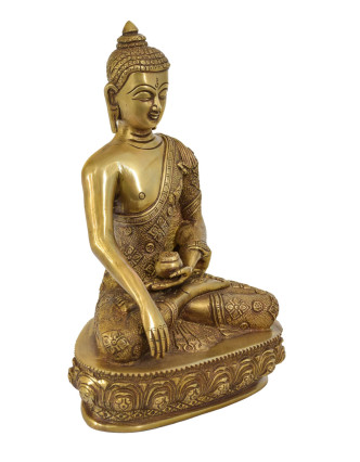 Budha, mosadzná soška, 17x11x25cm