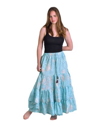 Dlhá sukňa z recyklovaných sárí, patchwork, guma v páse, každý kus originál