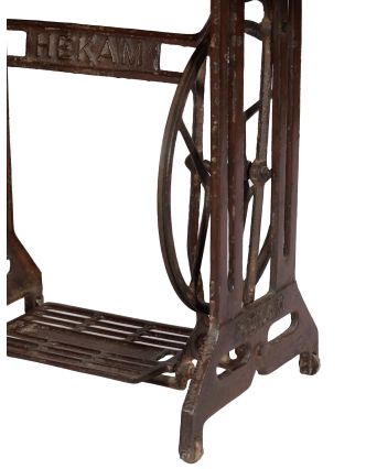 Stolík z teakového dreva a šijacieho stroja HEKAM, 122x51x73cm