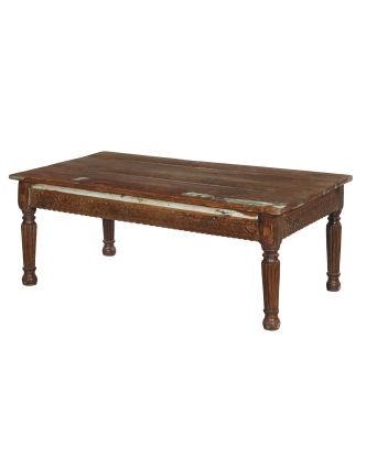Starožitný stolík z tíkového dreva, ručne vyrezávaný, 130x73x50cm