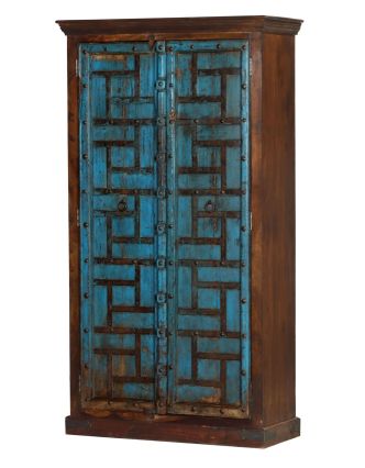Skriňa z teakového dreva, staré dvere, 101x34x184cm