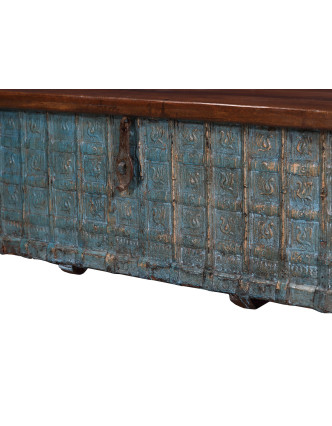 Truhla z teakového dreva, železné kovanie, 130x68x49cm