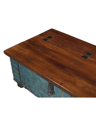 Truhla z teakového dreva, železné kovanie, 130x68x49cm