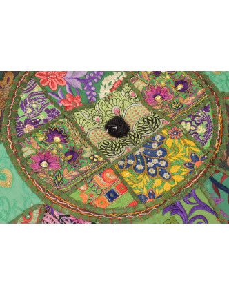 Taburet, Rajasthan, patchwork, Ari bohatá výšivka, 55x55x30cm