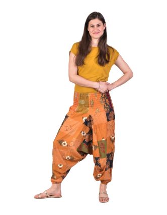 Unisex turecké nohavice, farebný patchwork design, bobbin