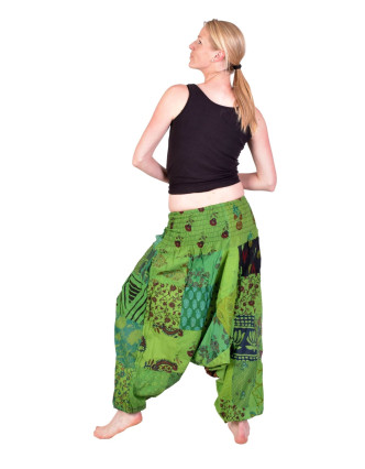 Unisex turecké nohavice, farebný patchwork design, bobbin