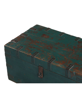 Starožitná truhla z teakového dreva, železné kovanie, 69x41x34cm