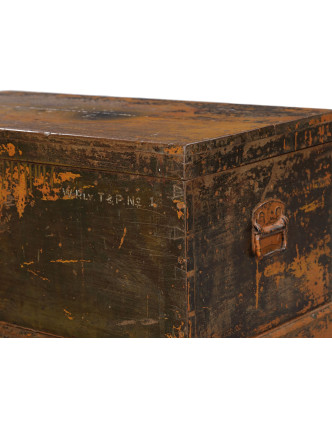 Starožitná truhla z teakového dreva, železné kovanie, 85x50x43cm