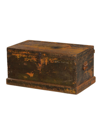 Starožitná truhla z teakového dreva, železné kovanie, 85x50x43cm
