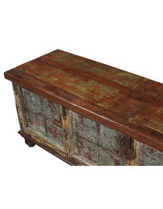 Truhla z teakového dreva, železné kovanie, 185x50x58cm
