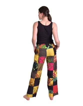 Rovné nohavice s potlačou, patchwork