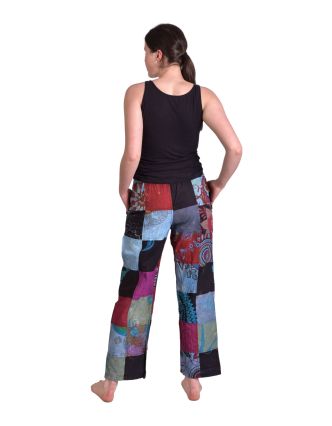 Rovné nohavice s potlačou, patchwork