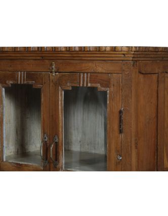Presklená skriňa z teakového dreva, vo vnútri biela, 74x42x96cm