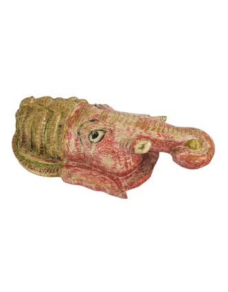Ganéš, hlava, maska z teakového dreva, antik, 30x16x60cm