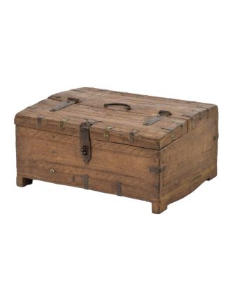 Starožitná drevená truhlička z teakového dreva, 29x24x14cm