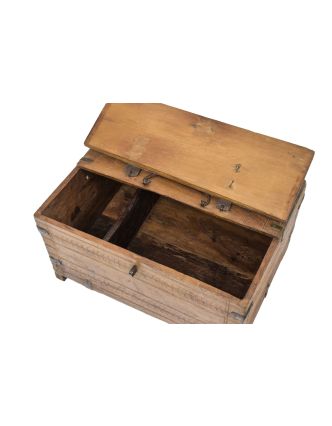 Starožitná drevená truhlička z teakového dreva, 29x21x15cm