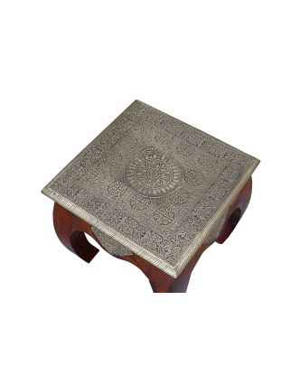 Konferenčný stolík z palisandrového dreva zdobený kovaním, 38x38x38cm