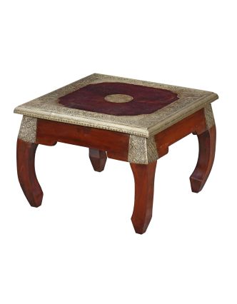 Konferenčný stolík z palisandrového dreva zdobený kovaním, 54x54x39cm