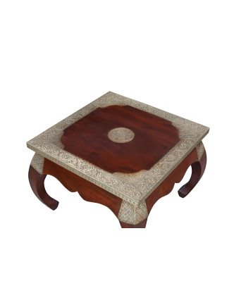 Konferenčný stolík z palisandrového dreva zdobený kovaním, 61x61x45cm