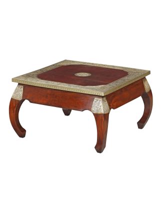 Konferenčný stolík z palisandrového dreva zdobený kovaním, 77x77x46cm