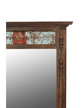 Zrkadlo v starom ráme z teakového dreva, ručne vyrezávanom, 108x9x180cm