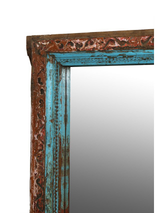 Zrkadlo v starom ráme z teakového dreva, ručne vyrezávanom, 102x11x190cm