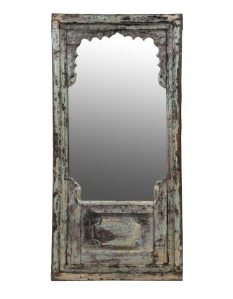 Zrkadlo v starom ráme z teakového dreva, ručne vyrezávanom, 89x9x160cm